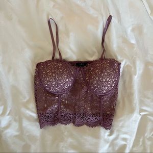 Purple Lace Bustier Top Size M Great Condtion